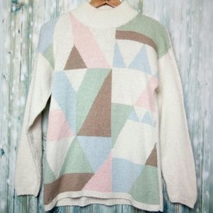 Stone Canyon Vintage Pastel Color Block Sweater Small
